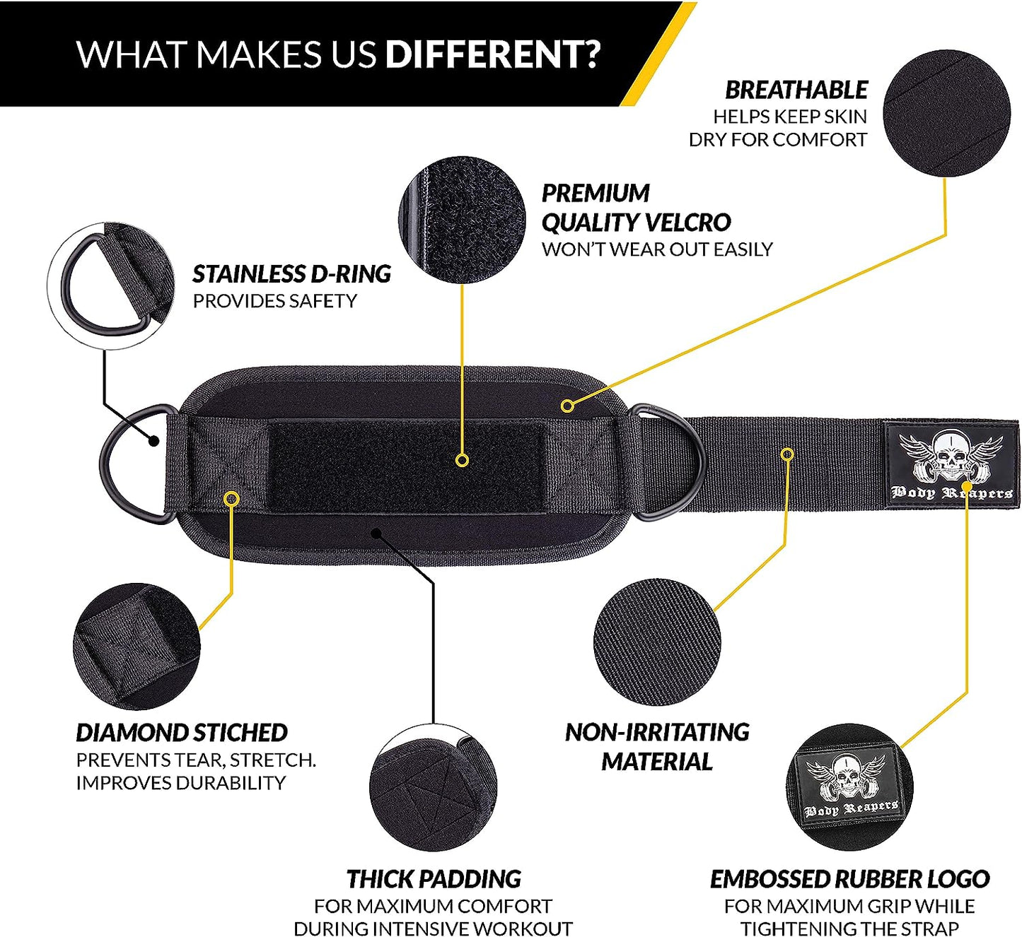 Adjustable Ankle Strap for Cable Machines - Durable Double D-Rings & Cushioned Design for Enhanced Comfort in Glute, Leg, and Lower Body Workouts