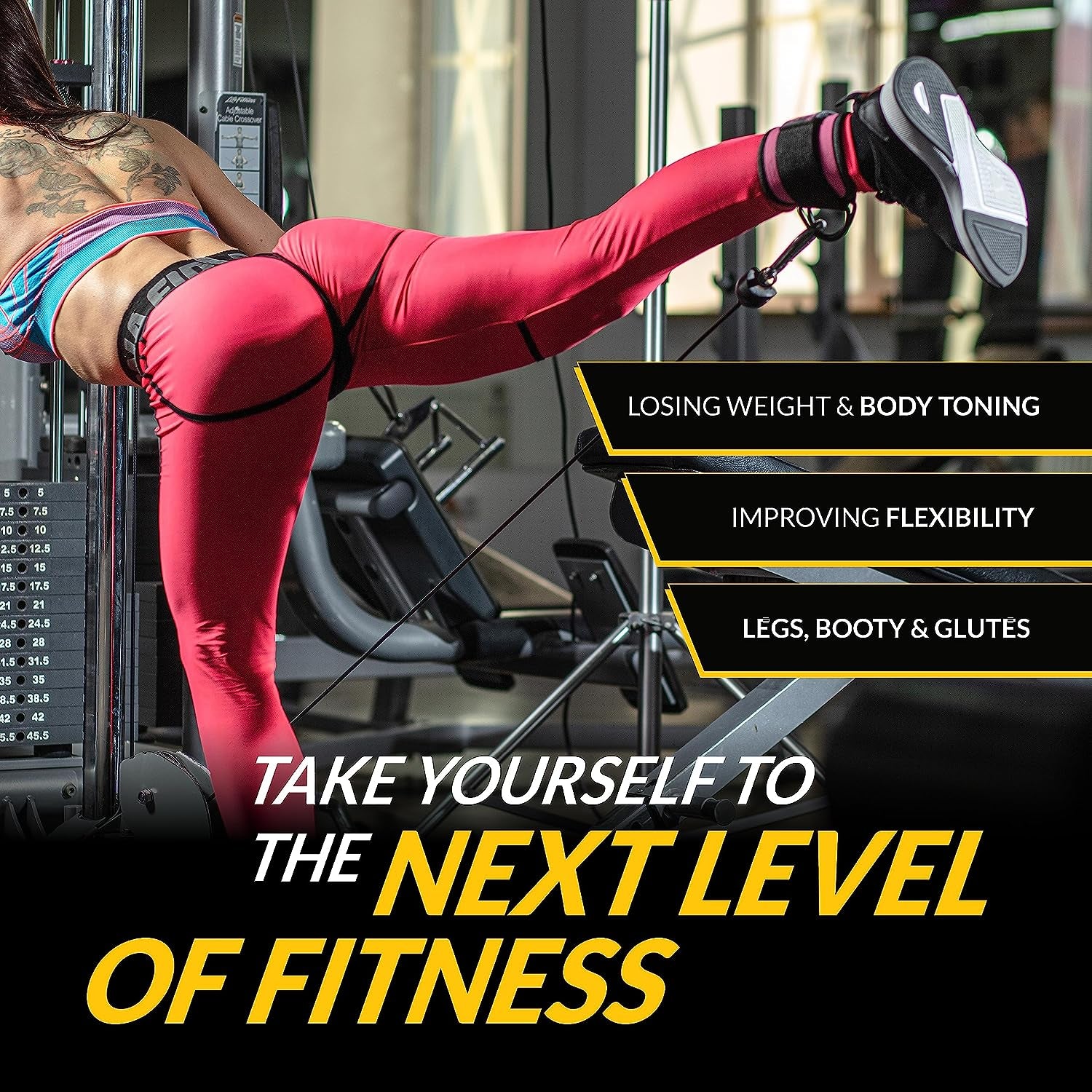 Adjustable Ankle Strap for Cable Machines - Durable Double D-Rings & Cushioned Design for Enhanced Comfort in Glute, Leg, and Lower Body Workouts