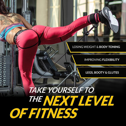 Adjustable Ankle Strap for Cable Machines - Durable Double D-Rings & Cushioned Design for Enhanced Comfort in Glute, Leg, and Lower Body Workouts