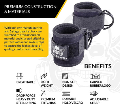Adjustable Ankle Strap for Cable Machines - Durable Double D-Rings & Cushioned Design for Enhanced Comfort in Glute, Leg, and Lower Body Workouts