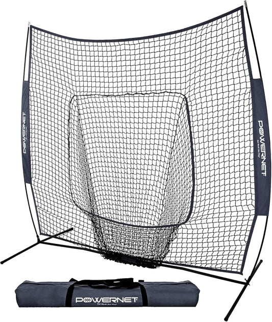 7X7 Baseball and Softball Practice Net with Accessories for Pitching, Batting, and Fielding Training