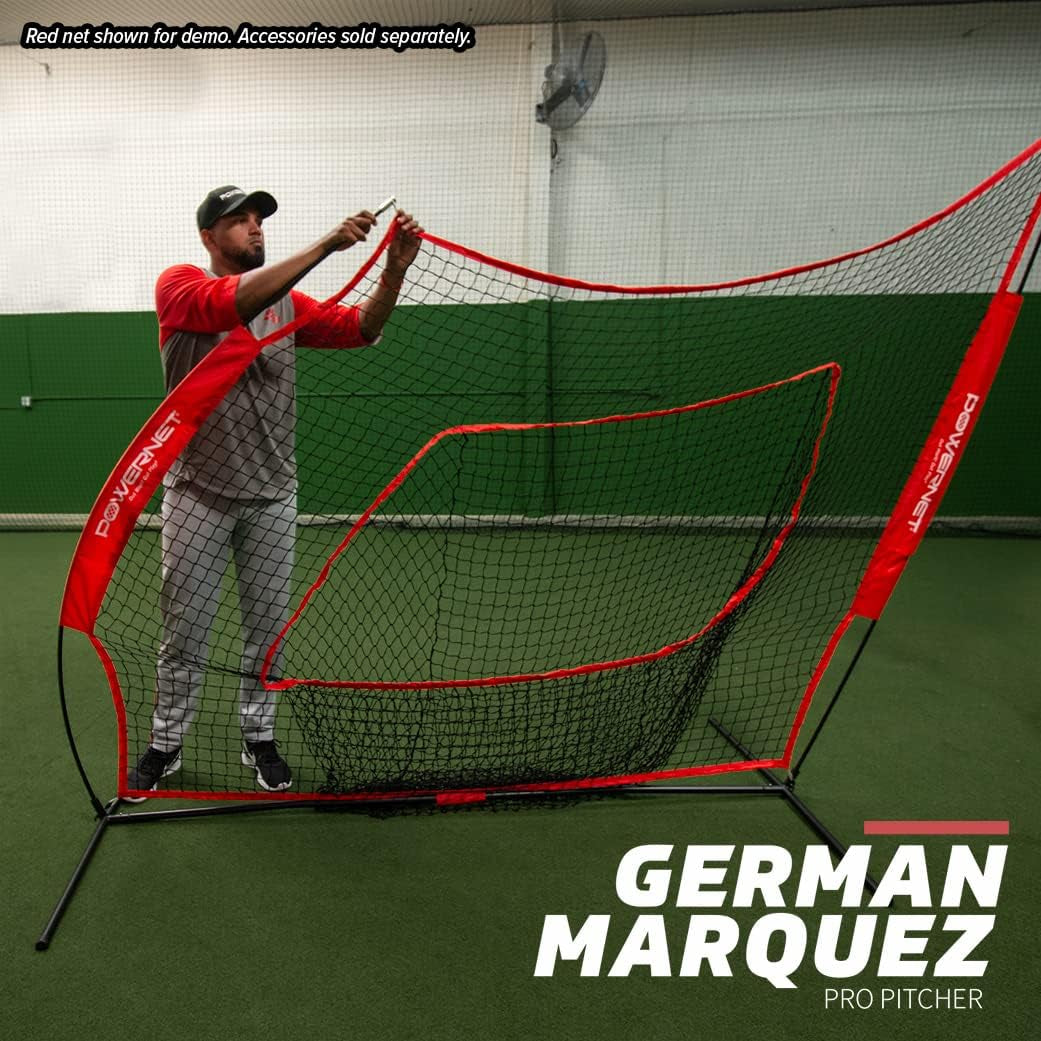 7X7 Baseball and Softball Practice Net with Accessories for Pitching, Batting, and Fielding Training