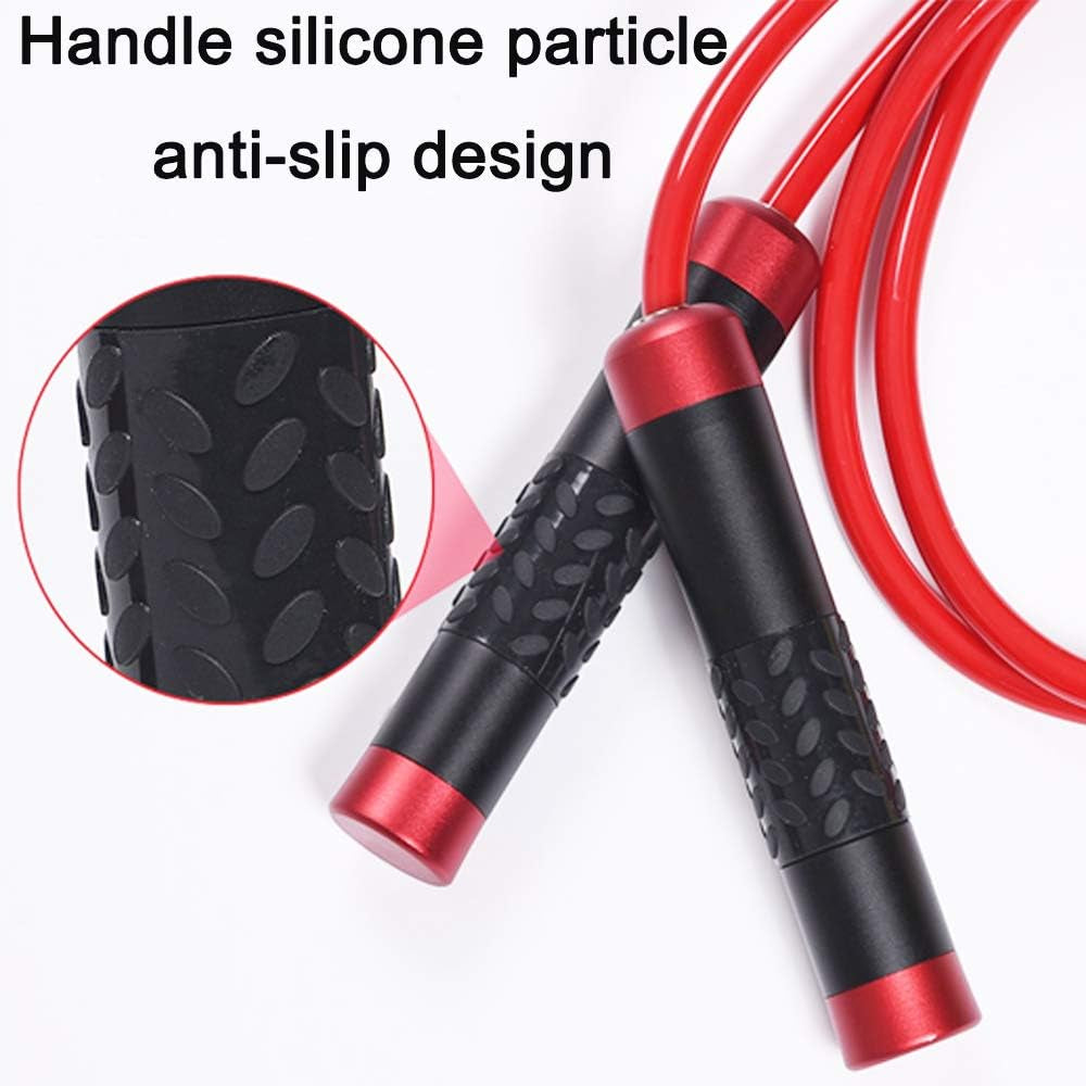 Weighted Jump Rope for Fitness - Adjustable PVC Rope with Ball Bearing Aluminum Handle for Crossfit, Boxing, and MMA Training