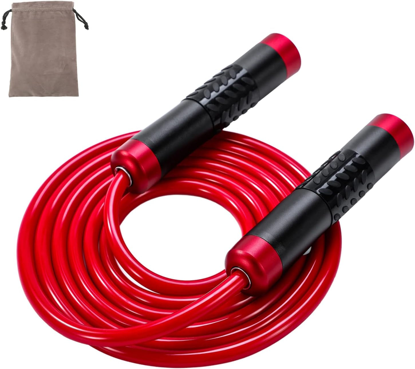 Weighted Jump Rope for Fitness - Adjustable PVC Rope with Ball Bearing Aluminum Handle for Crossfit, Boxing, and MMA Training