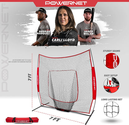 7X7 Baseball and Softball Practice Net with Accessories for Pitching, Batting, and Fielding Training