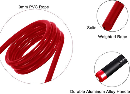 Weighted Jump Rope for Fitness - Adjustable PVC Rope with Ball Bearing Aluminum Handle for Crossfit, Boxing, and MMA Training