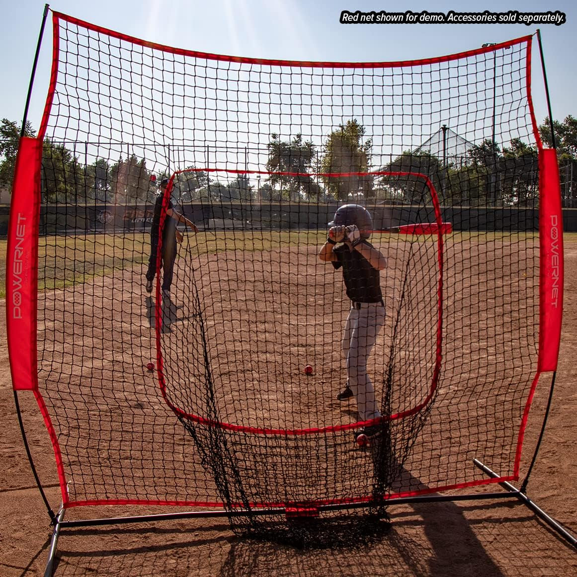 7X7 Baseball and Softball Practice Net with Accessories for Pitching, Batting, and Fielding Training